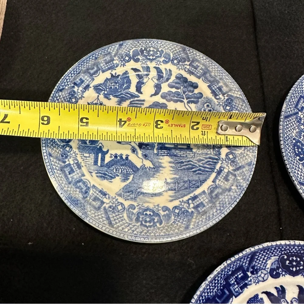 Three Vintage Blue Willow Bread and Butter Plates JAPAN